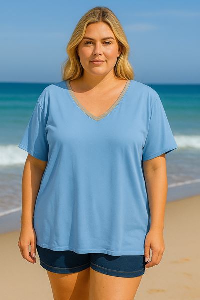 Picture of CURVY GIRL V NECK COTTON T SHIRT